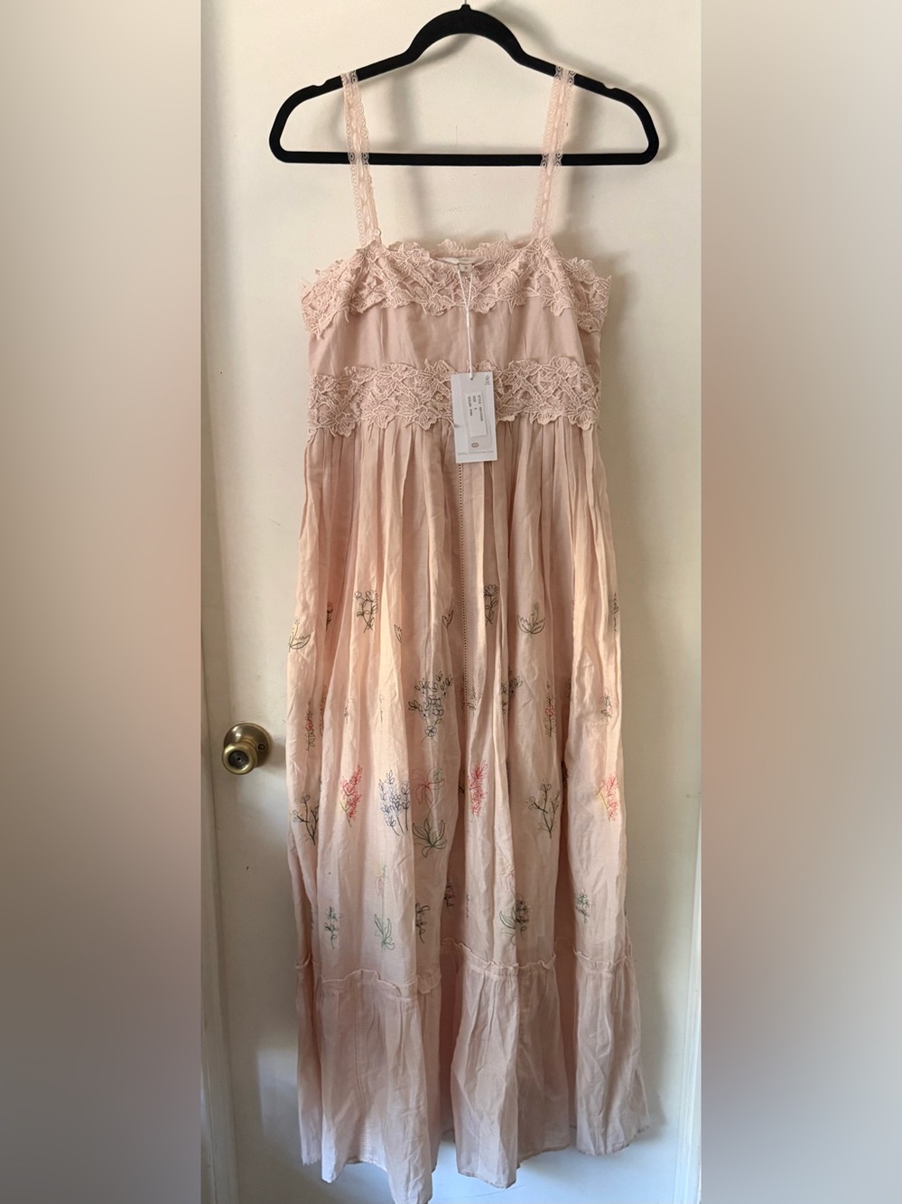 Caroline Constas 🔥 BlushPink Lace Bodice Floral Embroidered Guipure Maxi Sundres - Picture 3 of 12